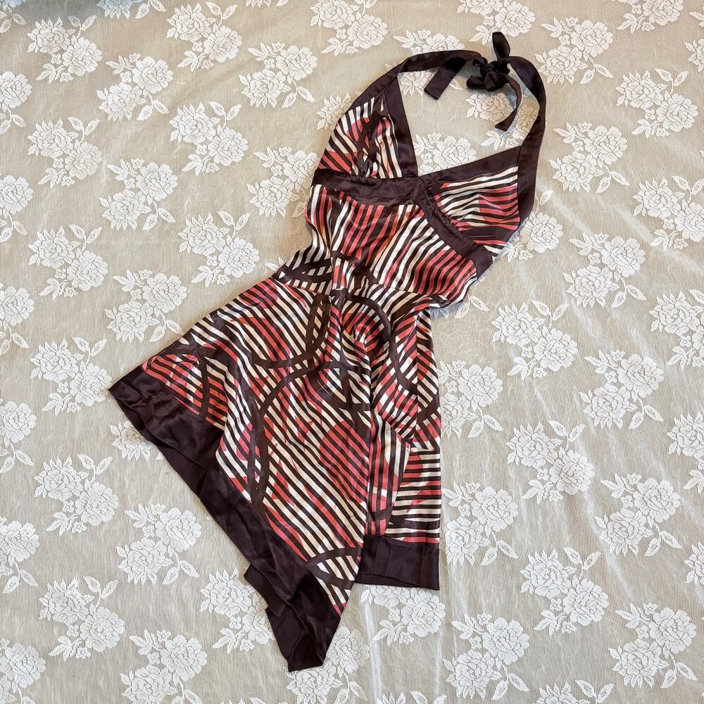 Vintage Y2K Bebe Satin Halter Handkerchief Dress Size S